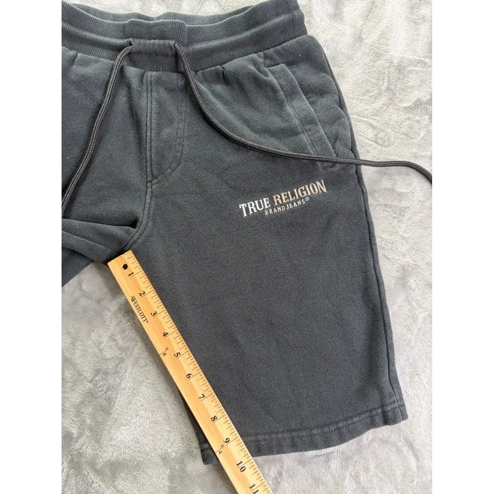 True Religion Brand Jeans Men's Fleece‎ Sweat Shorts Black Gold Logo Size M